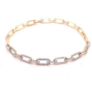 14 Karat Yellow Gold Diamond Chain Link Bracelet
